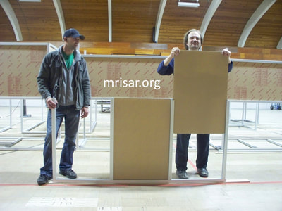 MRISAR Team members John Siegel and Michael Cook fabricating Robotic exhibits.