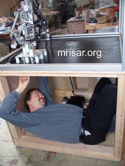 MRISAR Team member John Siegel fabricating one of our Robotic Arm exhibits.