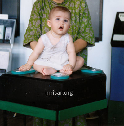 MRISAR's team member Aurora Siegel in 1995 testing our Pentiductor Exhibit. We have been making them since 1993.