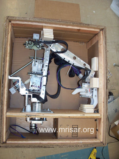 MRISAR’s Telepresence interactive exhibit grade 3 Finger Robot Arm kit, in its custom shipping crate! We sell them as kits, or as a complete exhibit, in our standard cases or in a custom case. We have been making exhibit robotics since 1991.