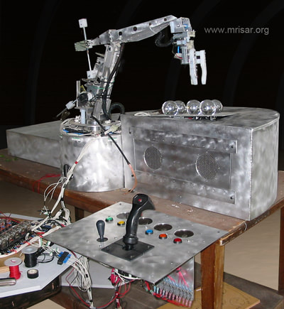 MRISAR's Custom Challenge the Robot Exhibit Kit! We fabricated this in 2004 for Sultan Bin Abdulaziz's Science Center. Seen here during the design and fabrication process.