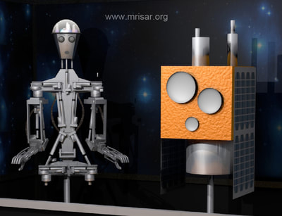 Simulator Humanoid Robot; MRISAR's Simulator Humanoid Telepresence Space Repair Robot. This exhibit relates to STEM education.