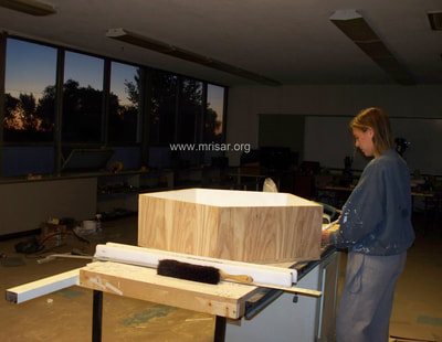 Interactive Science Exhibit; Super Photonic Pentiductor Exhibit, designed and fabricated by MRISAR. We have been making them since 1993. MRISAR's team member Autumn Siegel, making a Super Photonic Pentiductor Exhibit. 