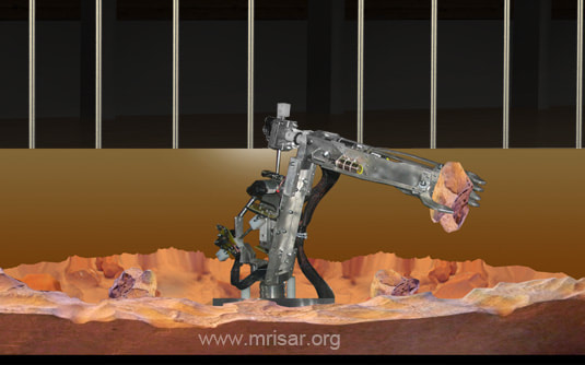 Simulator Planetary Robotics; MRISAR's Planetary Retrieval Training Robot Arm Exhibit. This exhibit relates to STEM education. Exhibit cut away view.