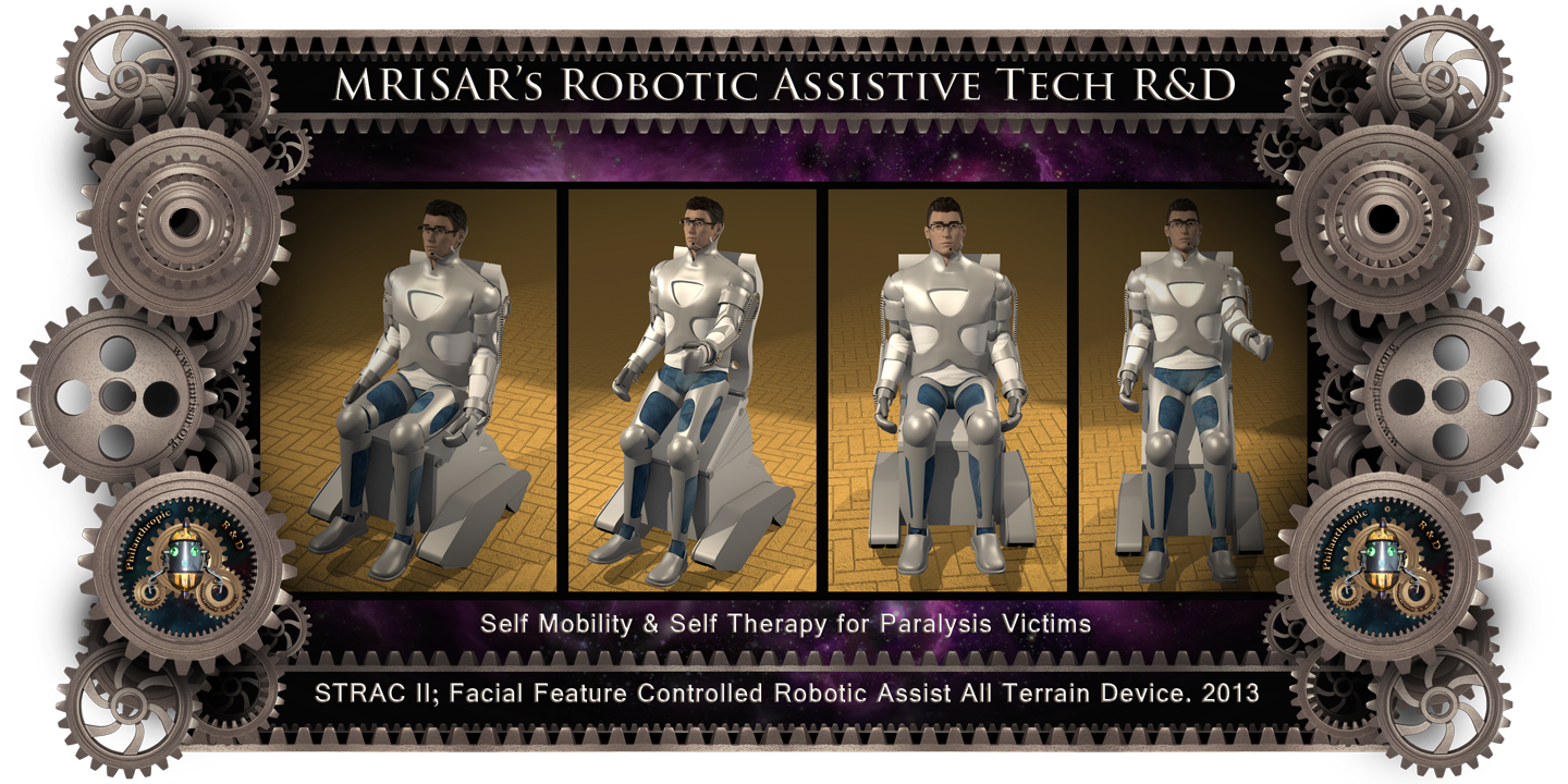 MRISAR’s STRAC II: Symbiotic Terrain Robotic Assist Chair for Paralysis Victims. It is a 