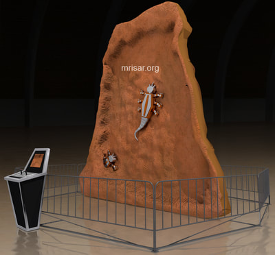 Simulator Robotic Gecko; MRISAR's Rock Climber Robot Exhibit. This exhibit relates to STEM education.