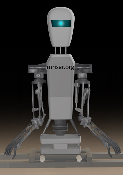 Space Exhibit; Space Station Module Simulator with Interactive, Interchangeable Elements by MRISAR. Humanoid Telepresence Repair Robot with two dexterous robotic arms. Part of a Space Exhibit.