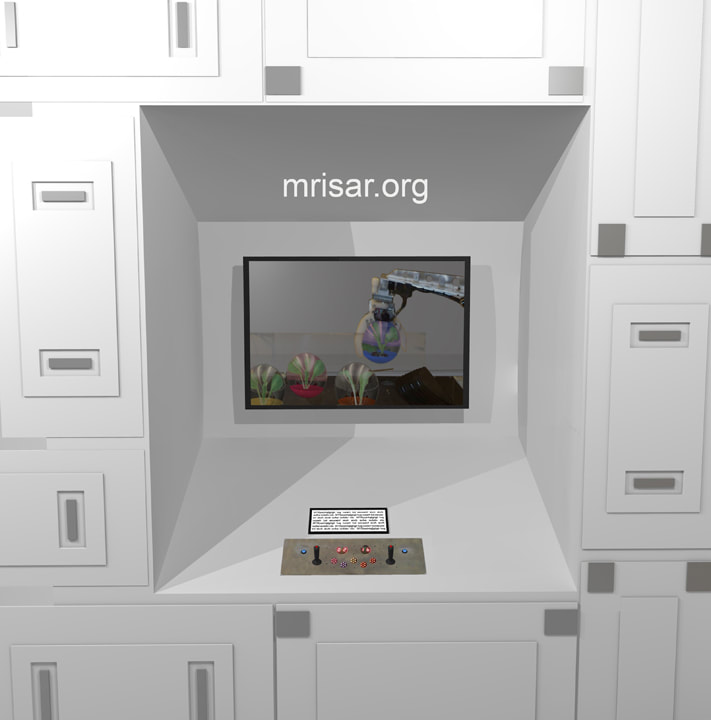 Space Exhibit; Space Station Module Simulator with Interactive, Interchangeable Elements by MRISAR. Controls for the Space Station Farming Robotic Simulator for the Space Exhibit; Space Station Module Simulator.