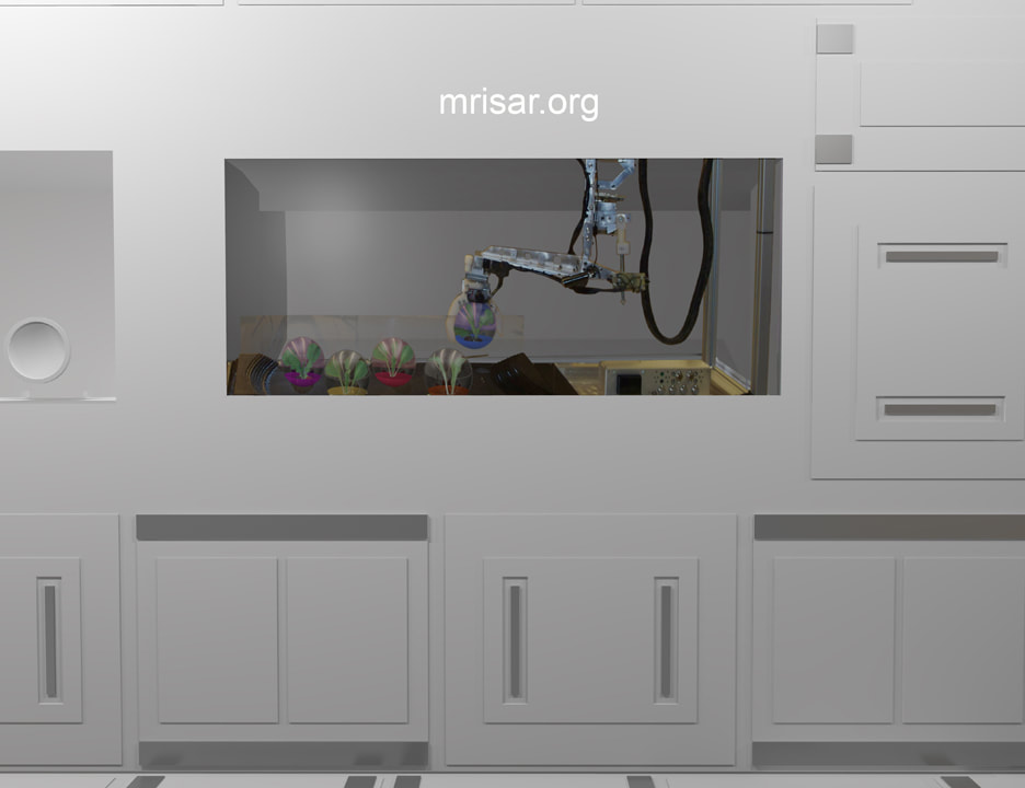 Space Exhibit; Space Station Module Simulator with Interactive, Interchangeable Elements by MRISAR. The Space Station Farming Robotic Simulator for the Space Exhibit; Space Station Module Simulator.