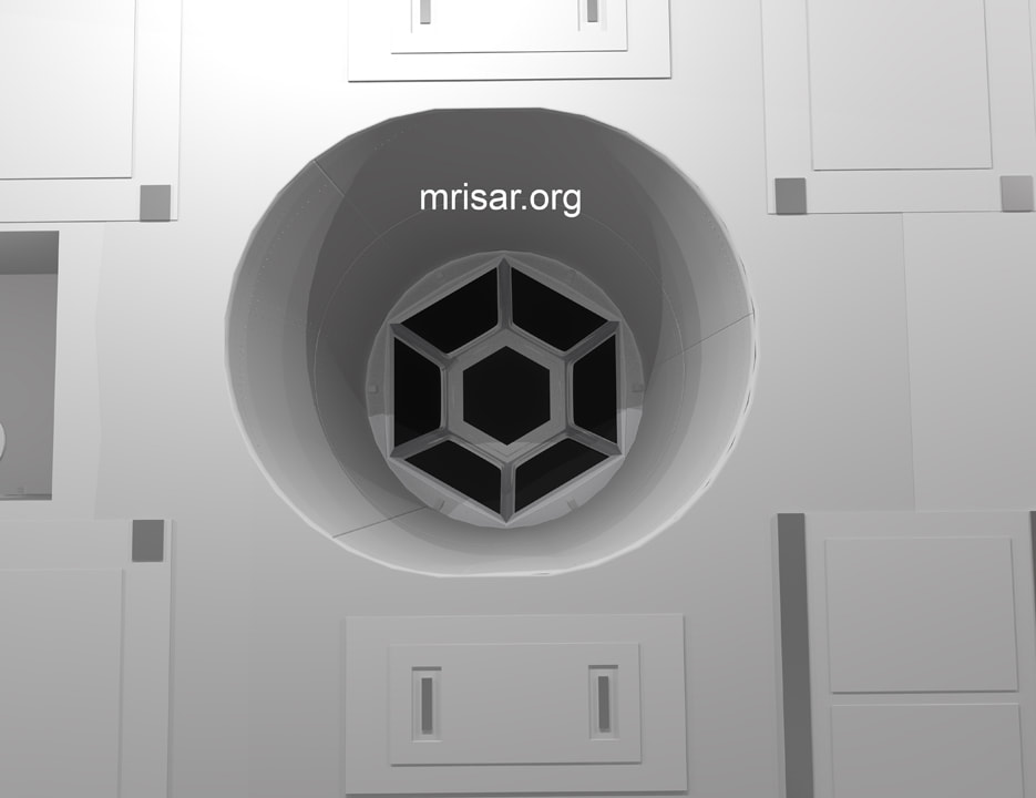 Space Exhibit; Space Station Module Simulator with Interactive, Interchangeable Elements by MRISAR. View of the cupola window modular for the Space Exhibit; Space Station Module Simulator.