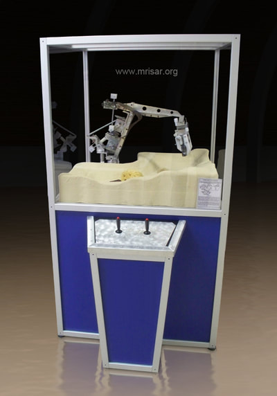 MRISAR’s interactive 3 Finger, base mounted, Robot Arm exhibit. We sell them as kits, or as a complete exhibit, in our standard cases or in a custom case. We have been making exhibit robotics since 1991.