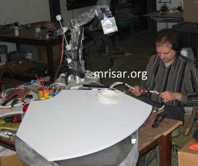 MRISAR's Custom Challenge the Robot Exhibit Kit! We fabricated this in 2004 for Sultan Bin Abdulaziz's Science Center. Seen here is MRISAR team member John Siegel during the design and fabrication process.